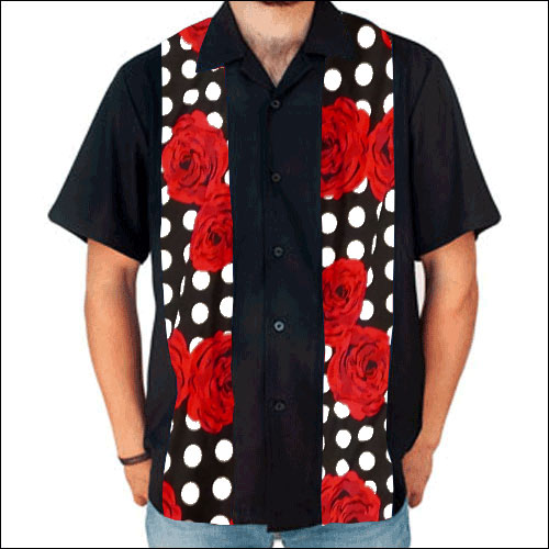 Double Panel Bowling Shirt - Rose - Click Image to Close
